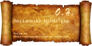 Oszlanszki Hilária névjegykártya